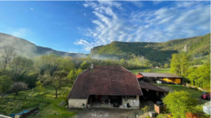Vue du gîte au petit-matin